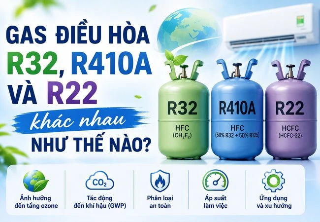 Gas điều hòa R32, R410A và R22 khác nhau như thế nào?